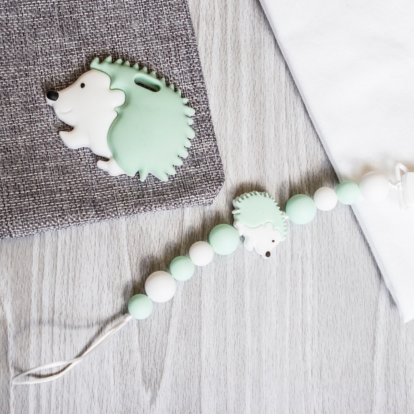 Green Hedgehog Teether, Non-Toxic Silicone Teether - Picture 5 of 8